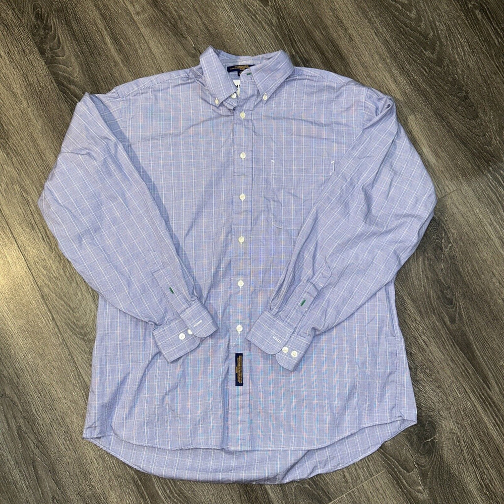 VTG Tommy Hilfiger 16 34-35 100% Cotton Blue Checked Button Down Shirt